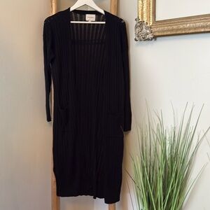 Pink Rose Long Sweater Cardigan Black